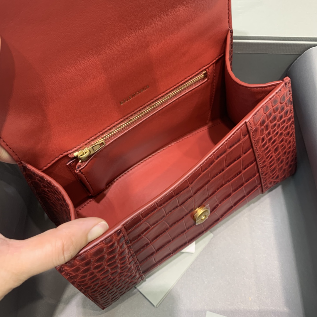 Balenciaga Hourglass Small Handbag In Dark Red, For Women, Women’s Bags 9in/23cm 5935461LRG