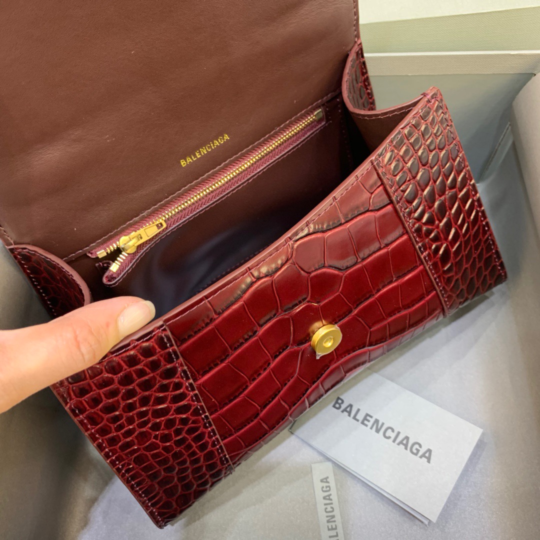 Balenciaga Hourglass Small Handbag In Dark Red, For Women, Women’s Bags 9in/23cm
