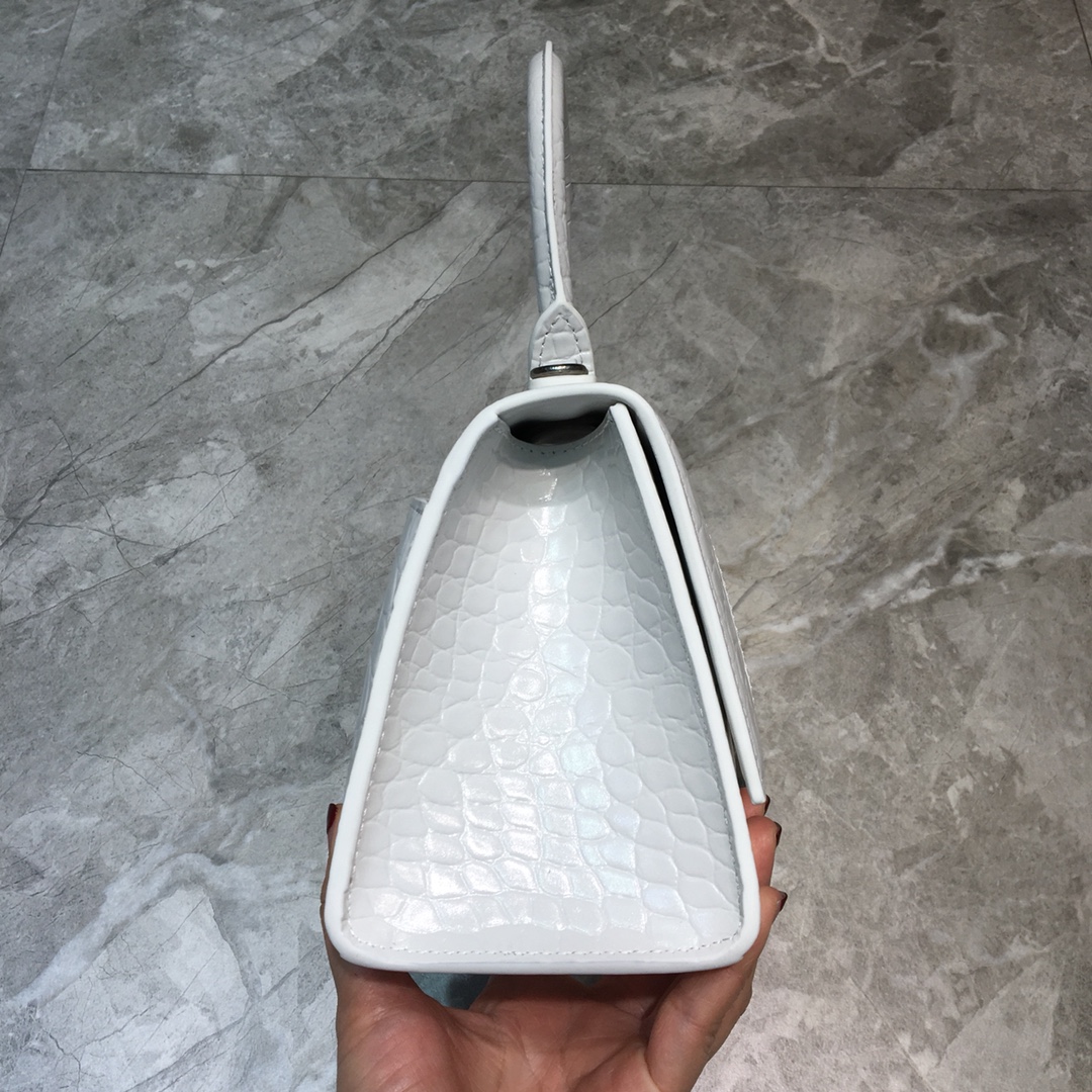 Balenciaga Hourglass Small Handbag In White, For Women, Women’s Bags 9in/23cm 5935461LR6Y9016