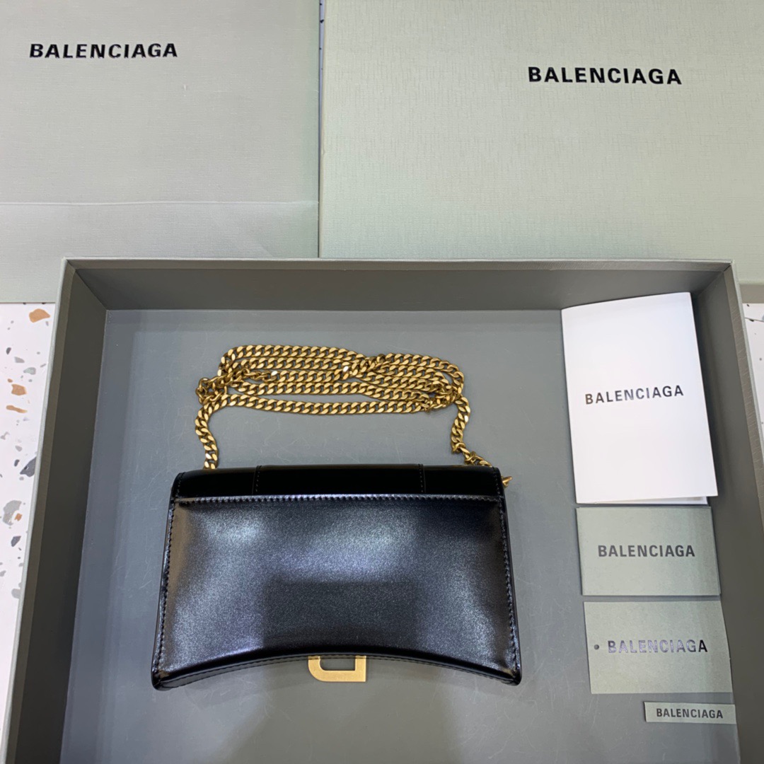 Balenciaga Hourglass Wallet On Chain in Black, For Women, Women’s Bags 7.6in/19cm 6560501QJ4