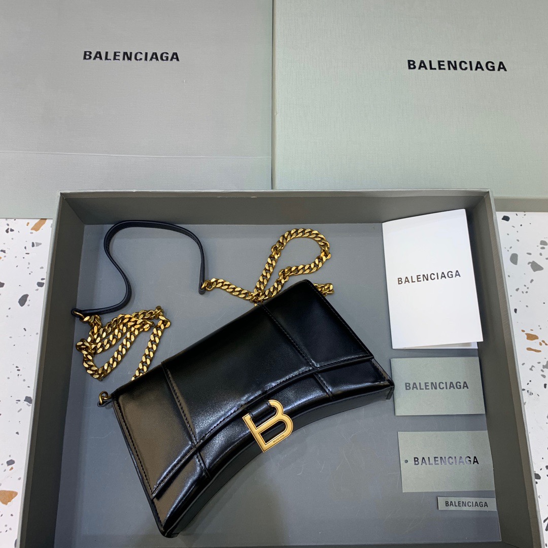 Balenciaga Hourglass Wallet On Chain in Black, For Women, Women’s Bags 9in/23cm