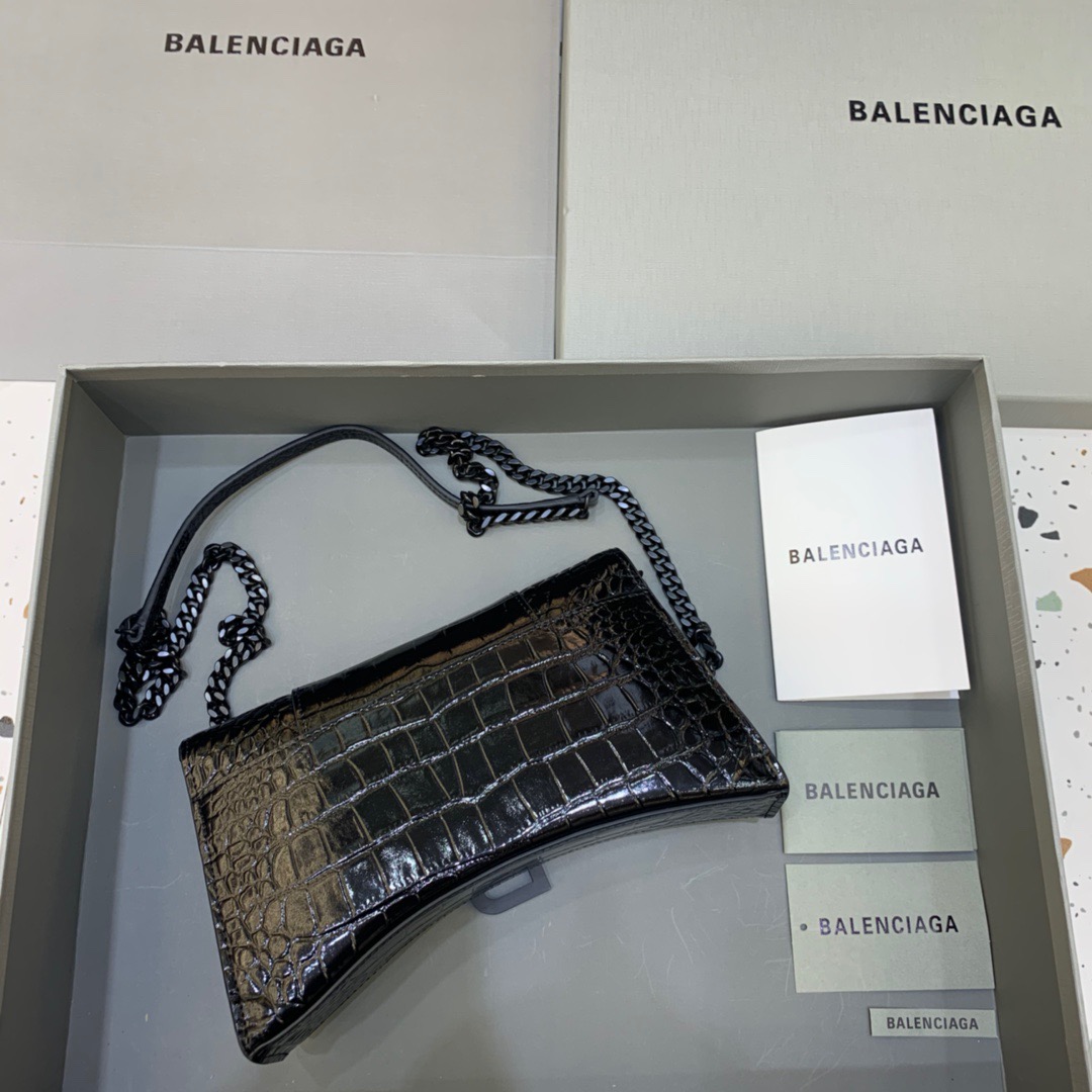 Balenciaga Hourglass Wallet On Chain in Black, For Women, Women’s Bags 9in/23cm