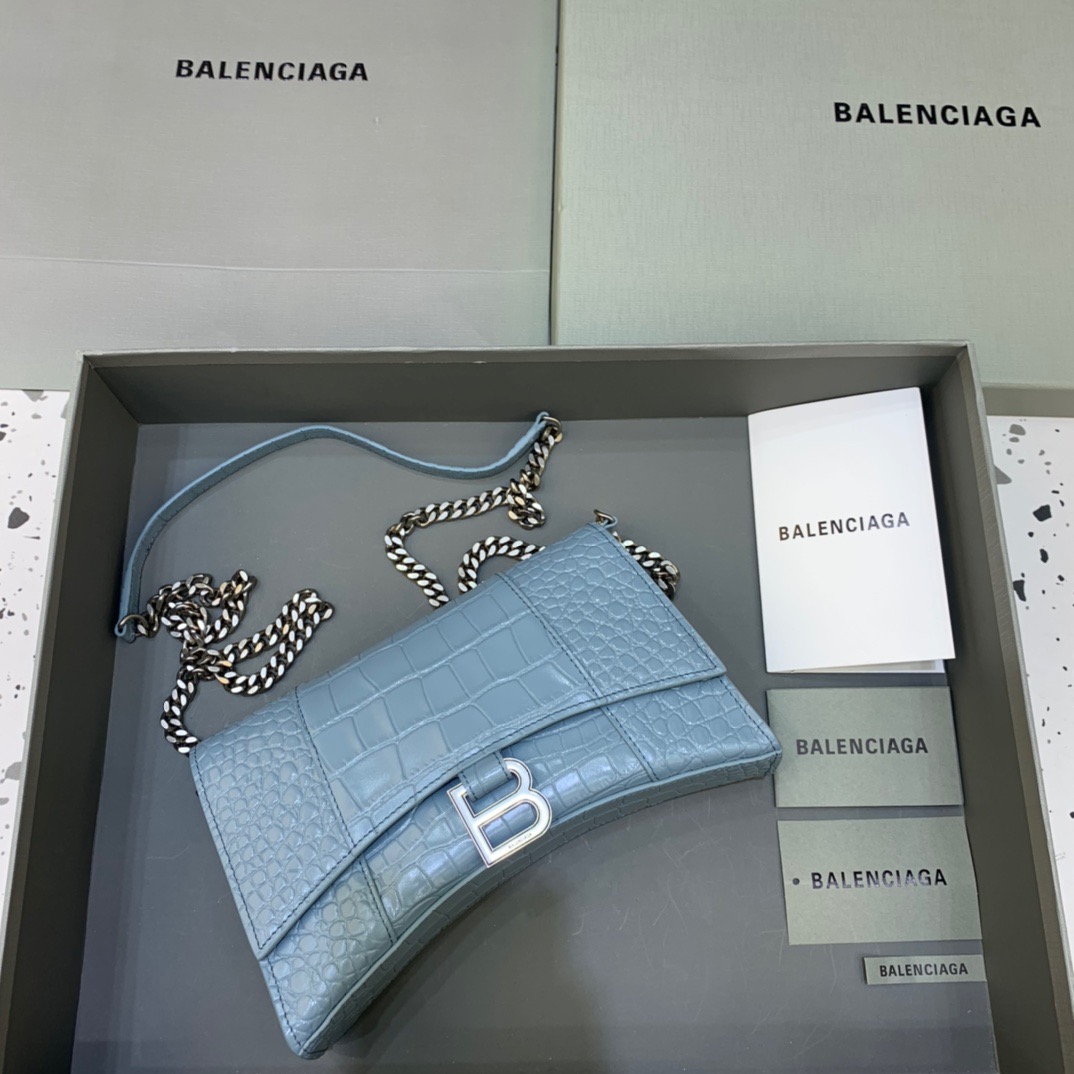 Balenciaga Hourglass Wallet On Chain in Blue, For Women, Women’s Bags 9in/23cm