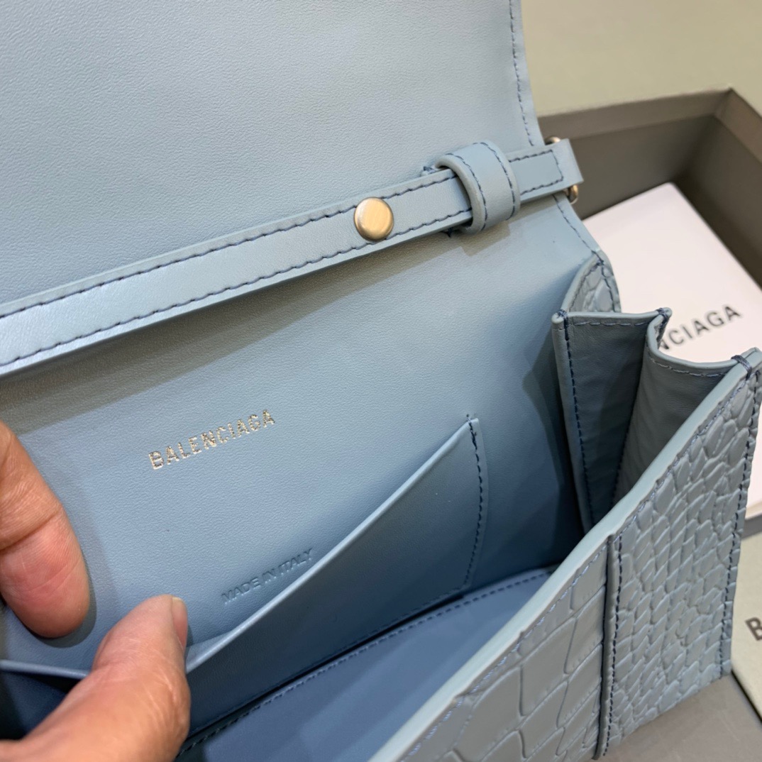 Balenciaga Hourglass Wallet On Chain in Blue, For Women, Women’s Bags 9in/23cm