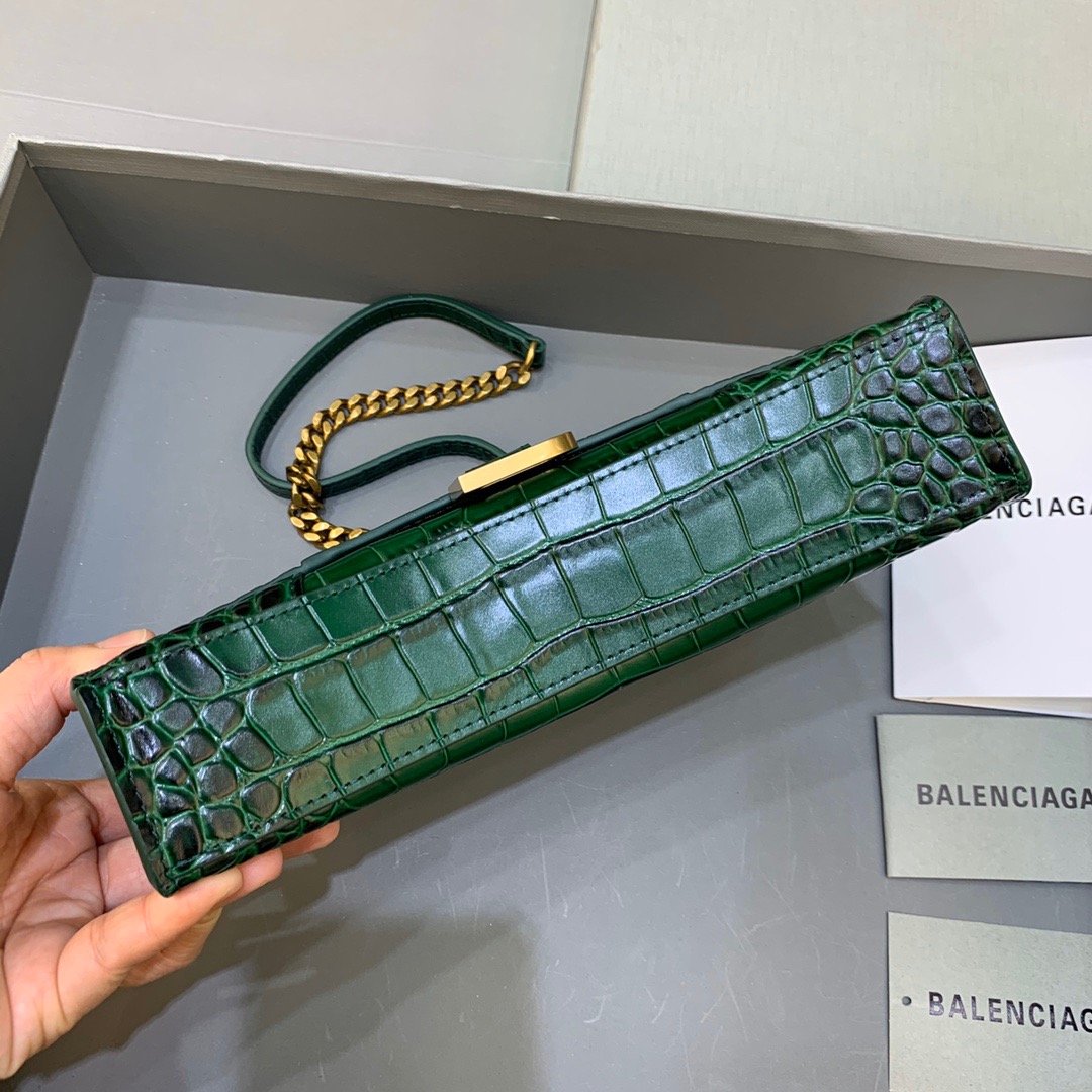 Balenciaga Hourglass Wallet On Chain in Dark Green, For Women, Women’s Bags 9in/23cm