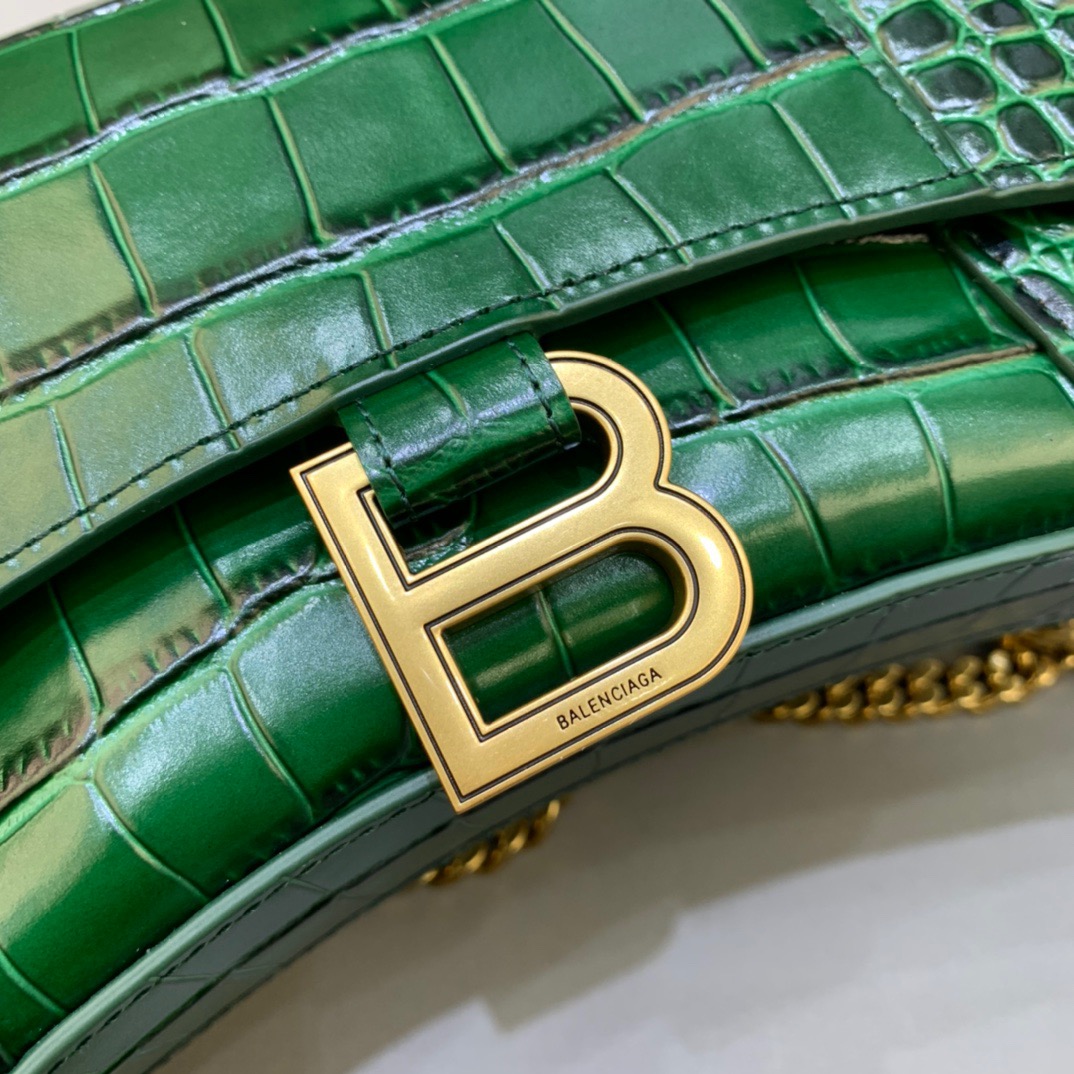 Balenciaga Hourglass Wallet On Chain in Dark Green, For Women, Women’s Bags 9in/23cm