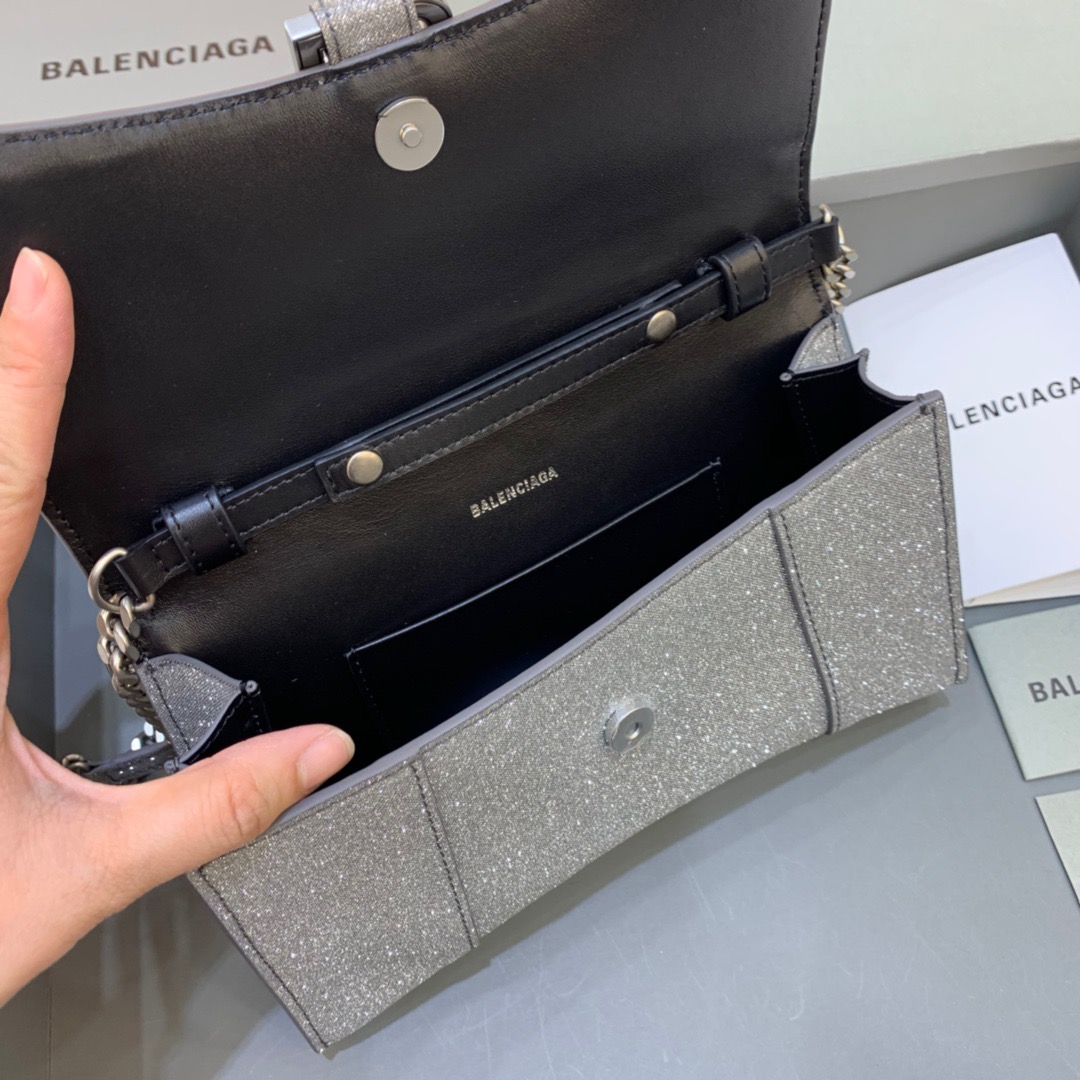 Balenciaga Hourglass Wallet On Chain in Golden Gray, For Women, Women’s Bags 9in/23cm