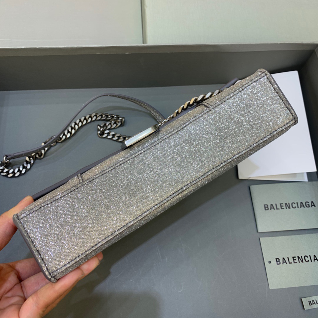 Balenciaga Hourglass Wallet On Chain in Golden Gray, For Women, Women’s Bags 9in/23cm