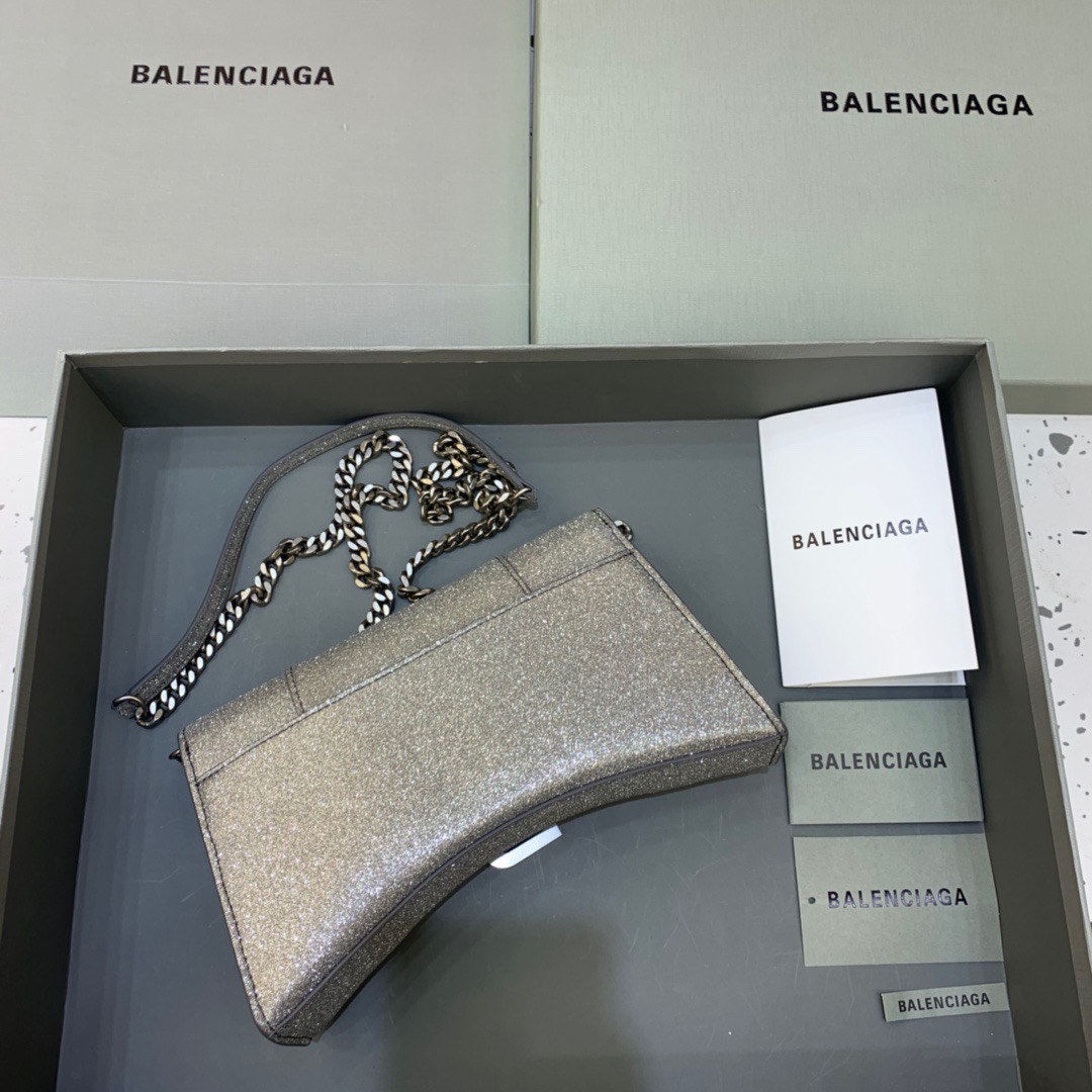 Balenciaga Hourglass Wallet On Chain in Golden Gray, For Women, Women’s Bags 9in/23cm