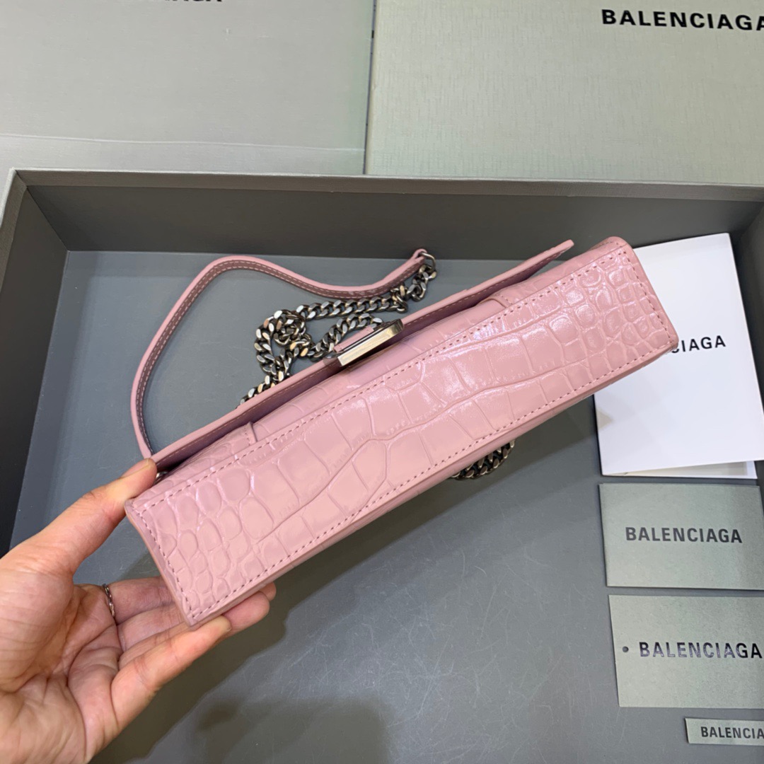 Balenciaga Hourglass Wallet On Chain in Light Pink, For Women, Women’s Bags 9in/23cm