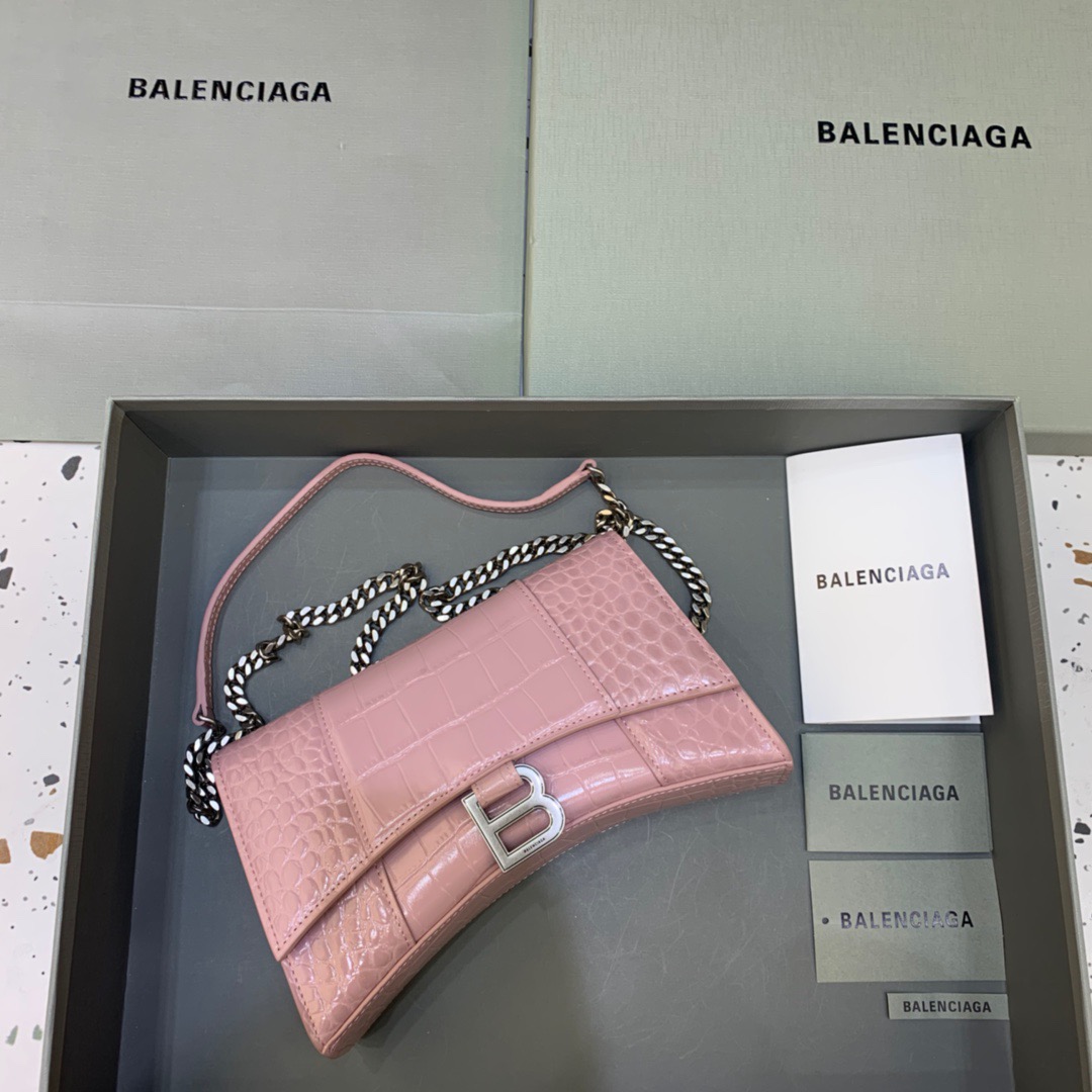 Balenciaga Hourglass Wallet On Chain in Light Pink, For Women, Women’s Bags 9in/23cm