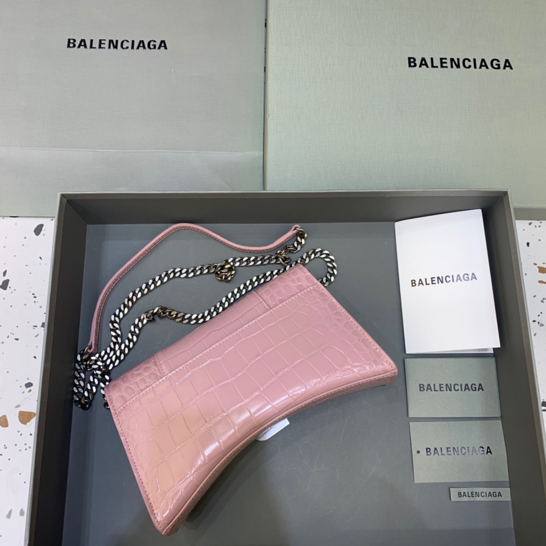Balenciaga Hourglass Wallet On Chain in Light Pink, For Women, Women’s Bags 9in/23cm