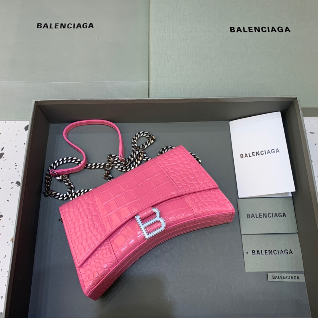 Balenciaga Hourglass Wallet On Chain in Pink, For Women, Women’s Bags 9in/23cm