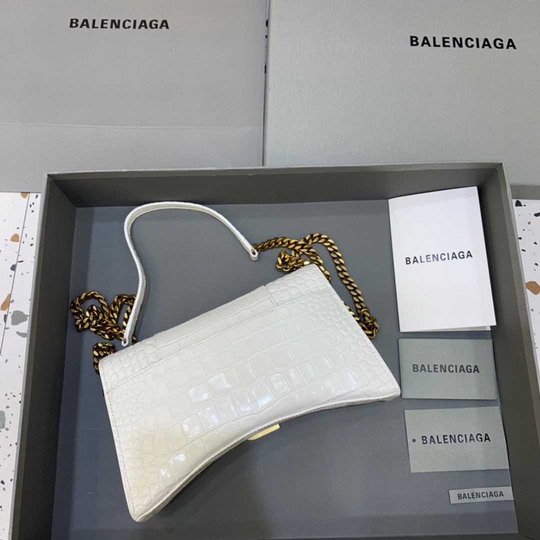 Balenciaga Hourglass Wallet On Chain in White, For Women, Women’s Bags 9in/23cm