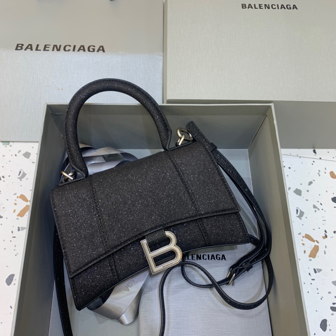 Balenciaga Hourglass XS Handbag In Black, For Women, Women’s Bags 7.4in/19cm 5928332102G1000