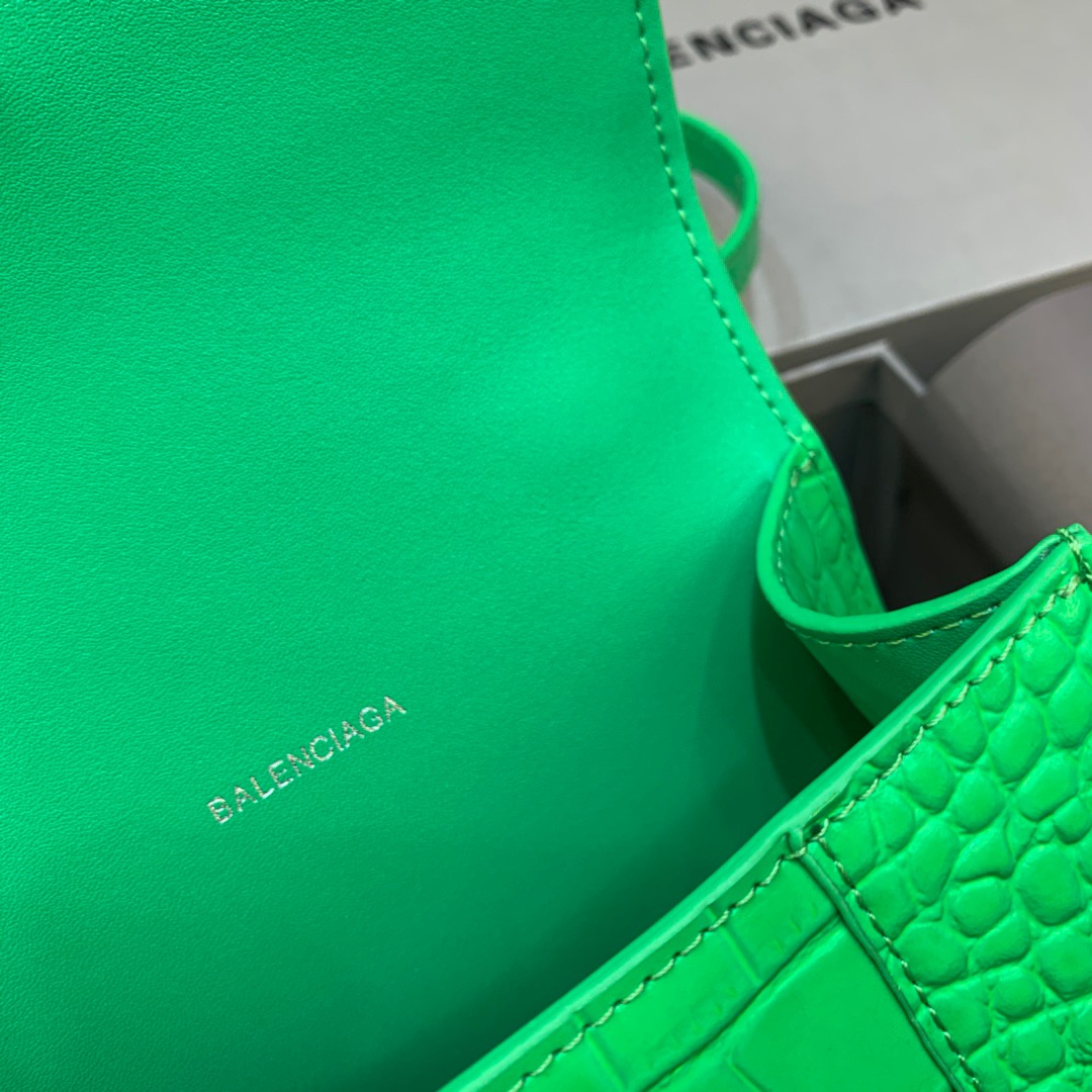 Balenciaga Hourglass XS Handbag In Bright Green, For Women, Women’s Bags 7.4in/19cm 5928331U6AK3809