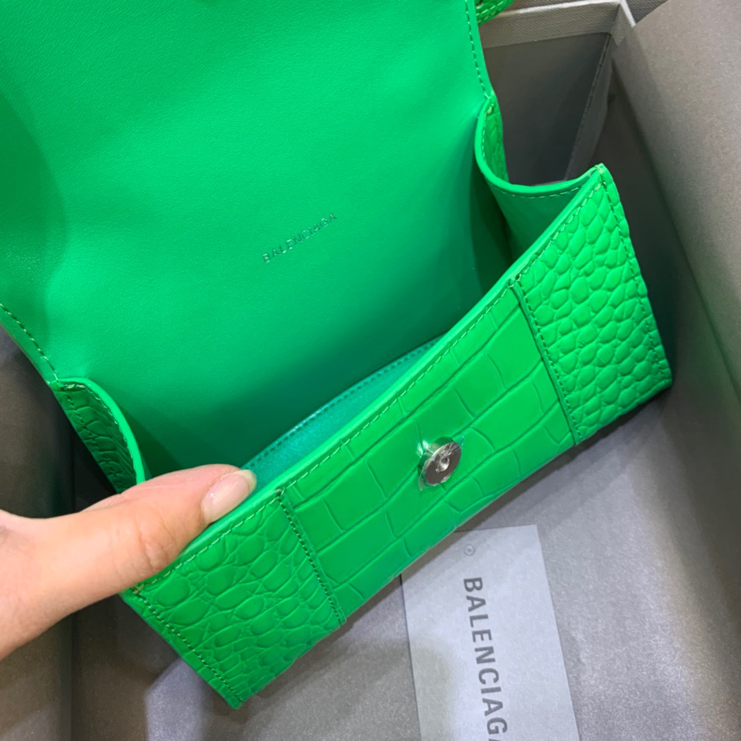Balenciaga Hourglass XS Handbag In Bright Green, For Women, Women’s Bags 7.4in/19cm 5928331U6AK3809