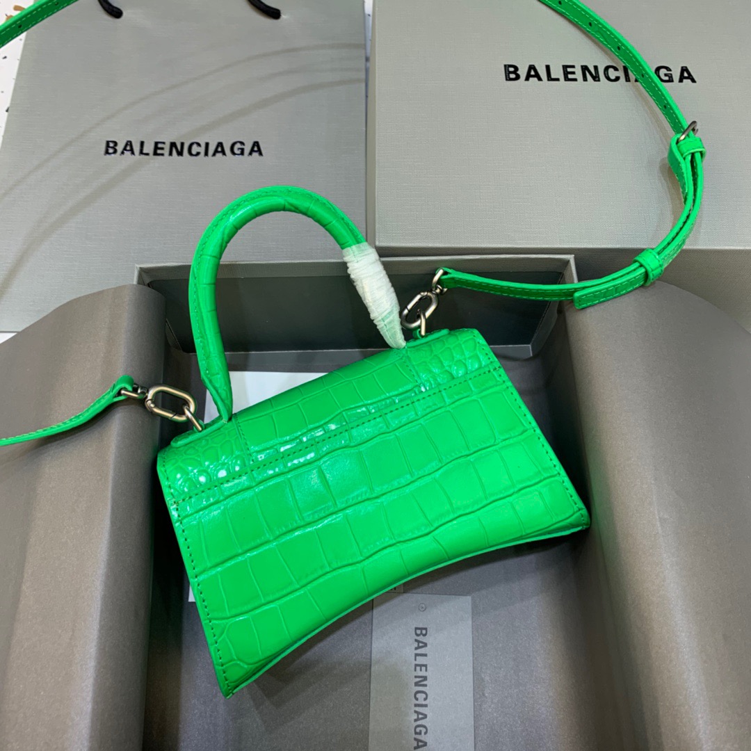 Balenciaga Hourglass XS Handbag In Bright Green, For Women, Women’s Bags 7.4in/19cm 5928331U6AK3809