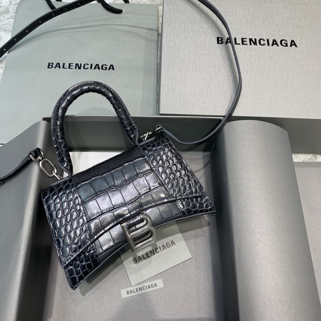 Balenciaga Hourglass XS Handbag In Dark Grey, For Women, Women’s Bags 7.4in/19cm 5935461LR6Y1309