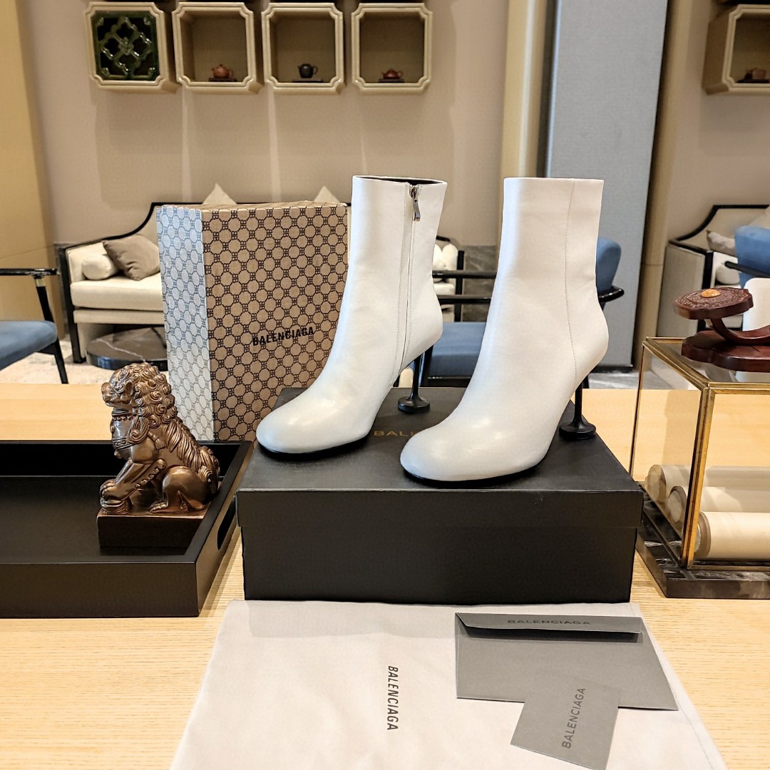 Balenciaga Lady 90mm Ankle Boots White For Women