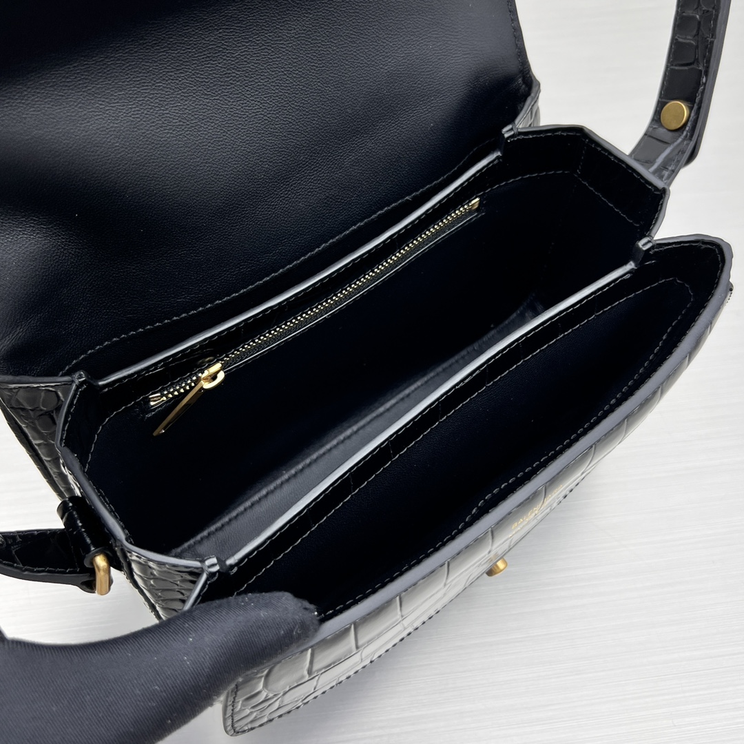 Balenciaga Lady Flap Small Shoulder Bag In Black/ White For Women 8.5in/22cm