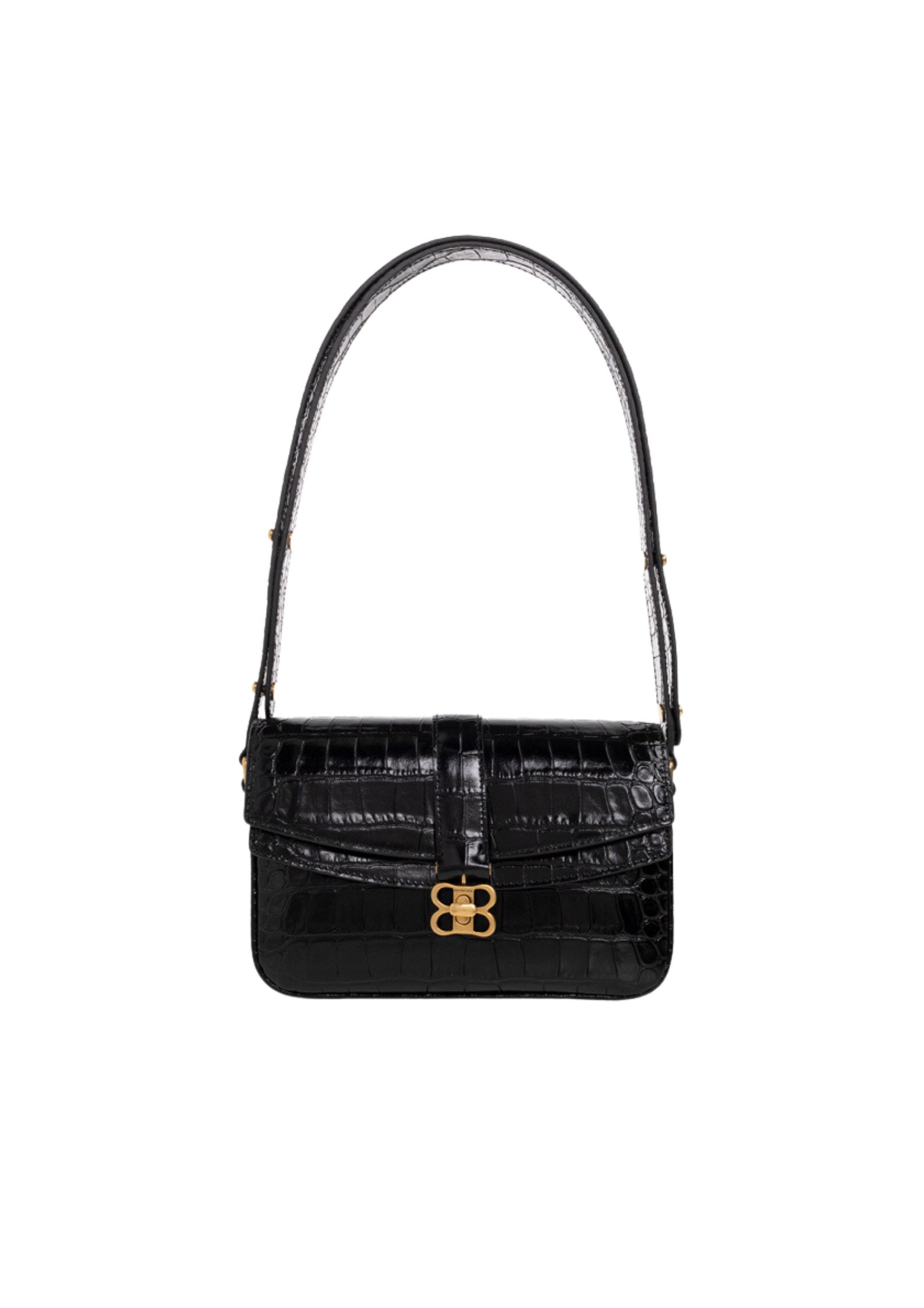 Balenciaga Lady Flap Small Shoulder Bag In Black/ White For Women 8.5in/22cm