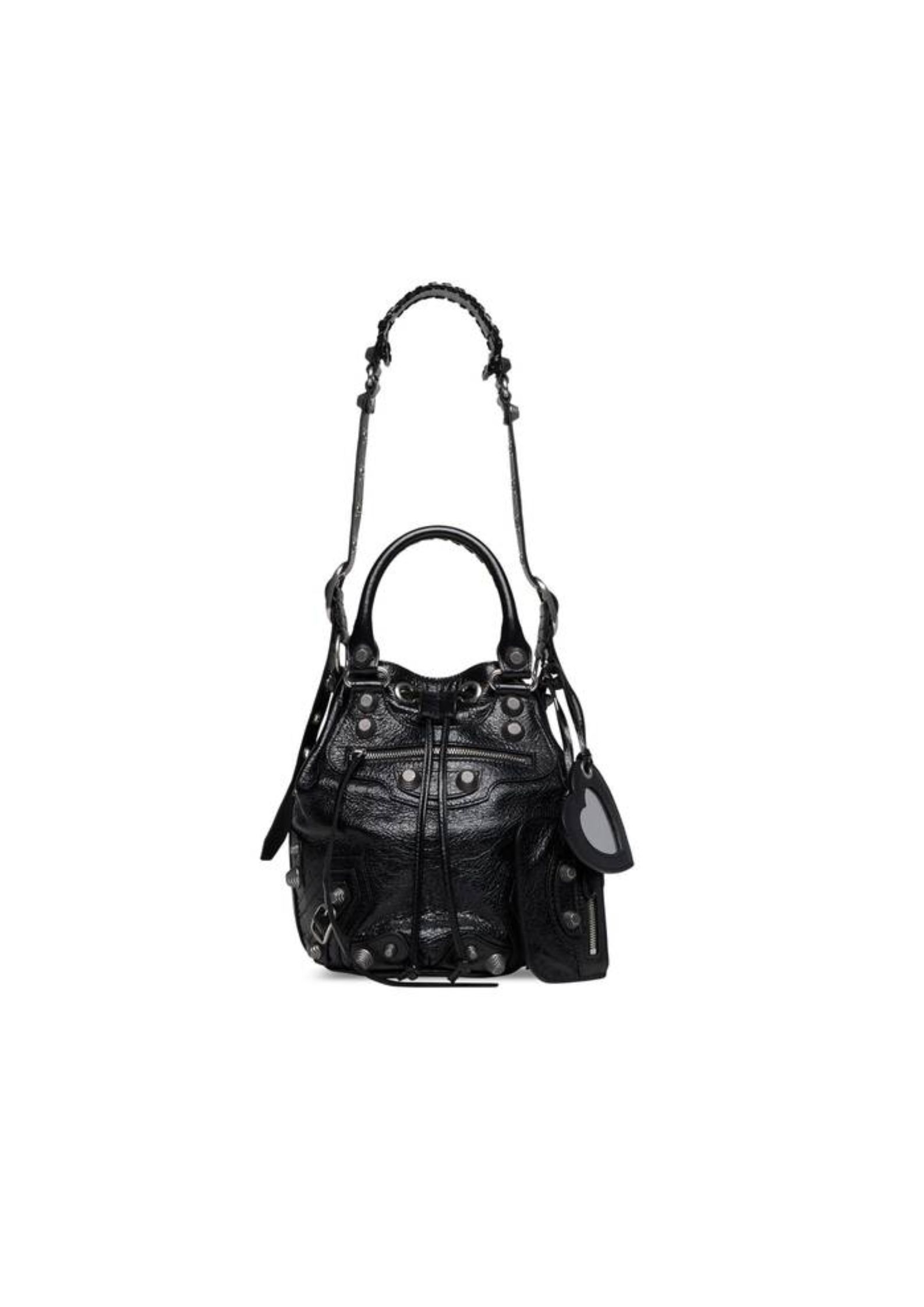 Balenciaga Le Cagole Small Bucket Bag In Black/Dark Blue/Sliver Tone For Women 11.8in/30 cm 7024321VG9Y1000