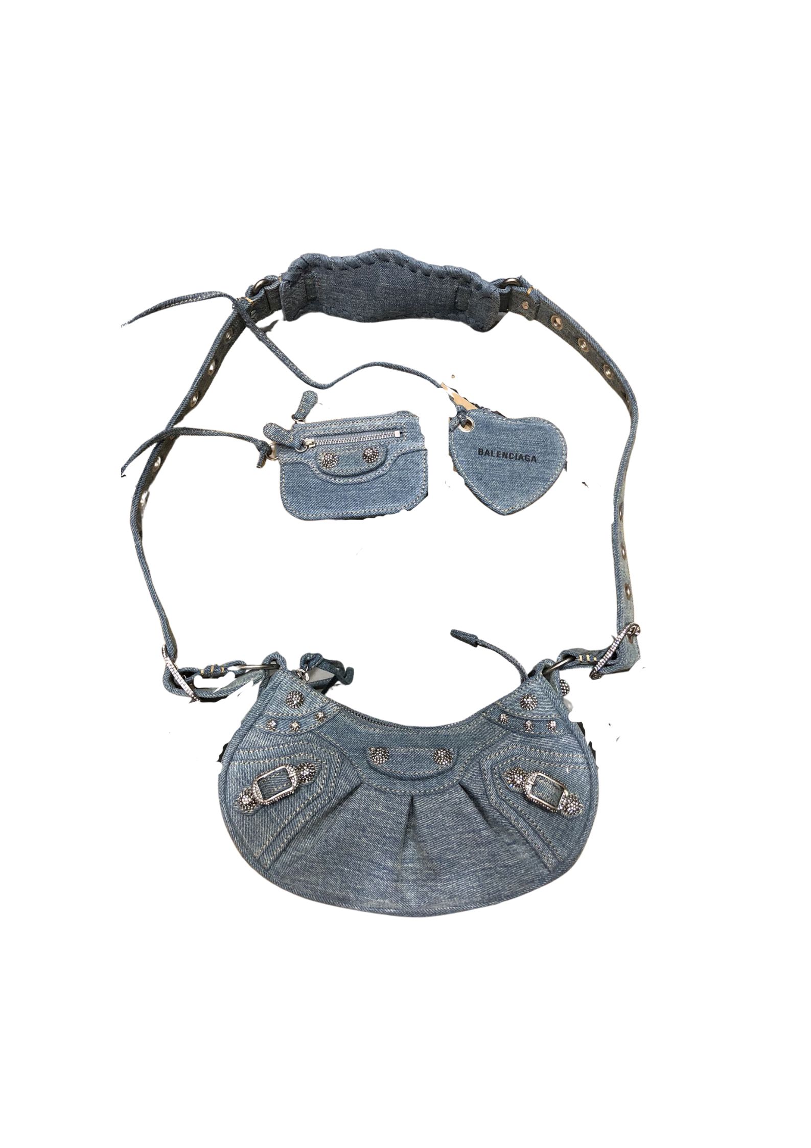 Balenciaga Le Cagole Small Shoulder Bag Denim In Blue For Women 13in/33cm