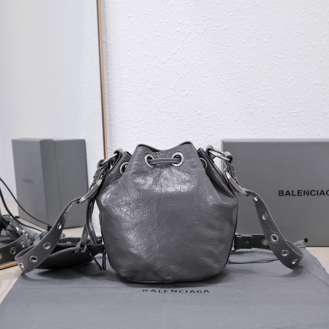 Balenciaga Le Cagole Xs Bucket Bag White/Black/Light Black/Grey/Light Grey For Women 7.8in/20 cm 7024311VG9Y9104