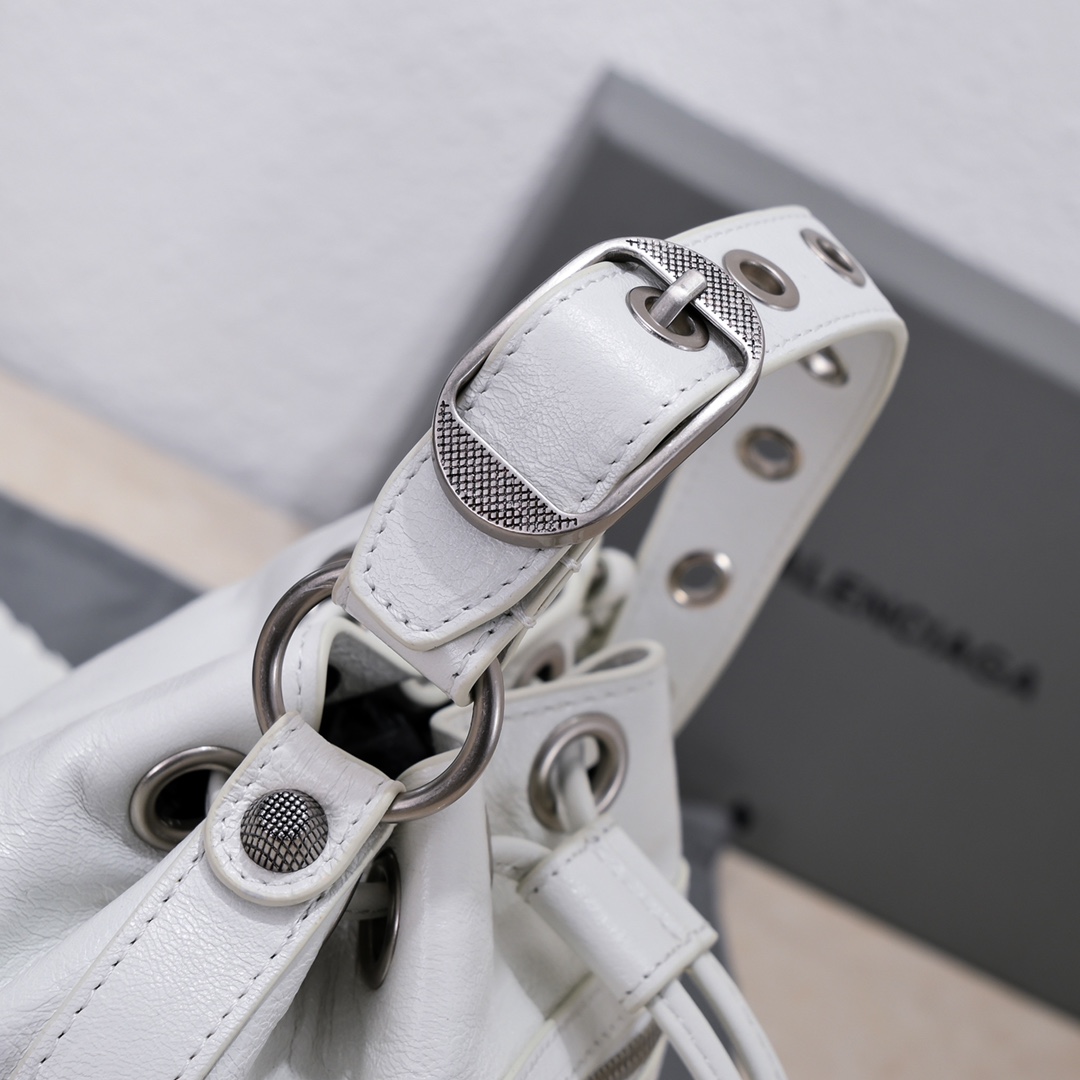 Balenciaga Le Cagole Xs Bucket Bag White/Black/Light Black/Grey/Light Grey For Women 7.8in/20 cm 7024311VG9Y9104