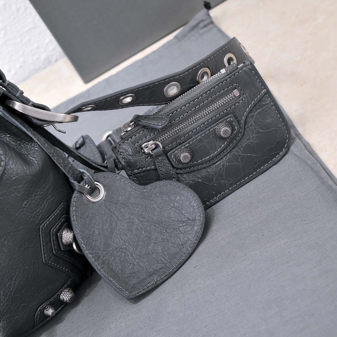 Balenciaga Le Cagole Xs Bucket Bag White/Black/Light Black/Grey/Light Grey For Women 7.8in/20 cm 7024311VG9Y9104