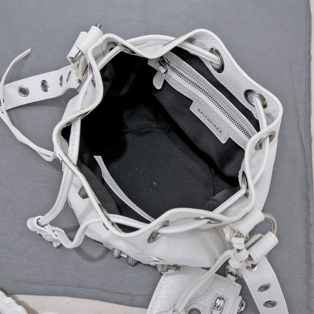 Balenciaga Le Cagole Xs Bucket Bag White/Black/Light Black/Grey/Light Grey For Women 7.8in/20 cm 7024311VG9Y9104