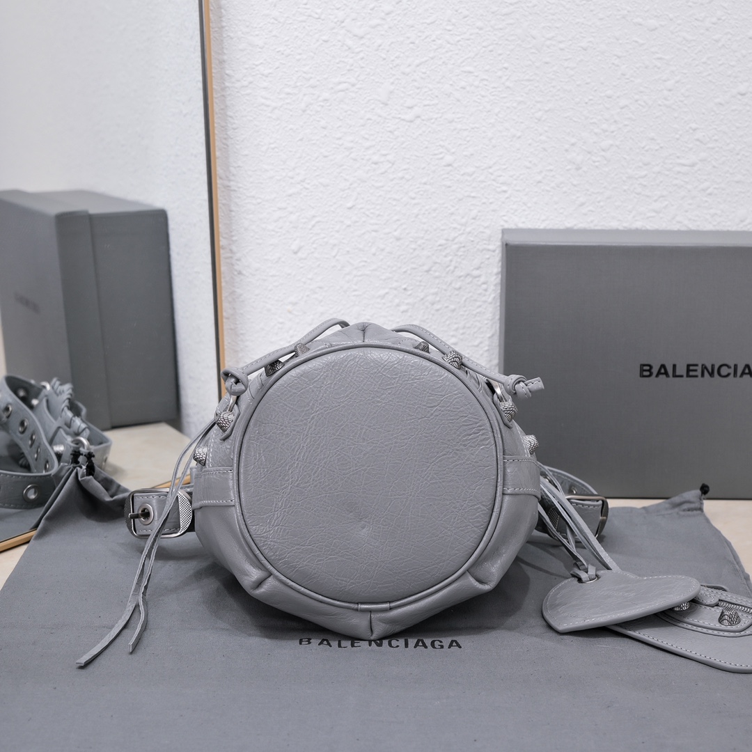 Balenciaga Le Cagole Xs Bucket Bag White/Black/Light Black/Grey/Light Grey For Women 7.8in/20 cm 7024311VG9Y9104