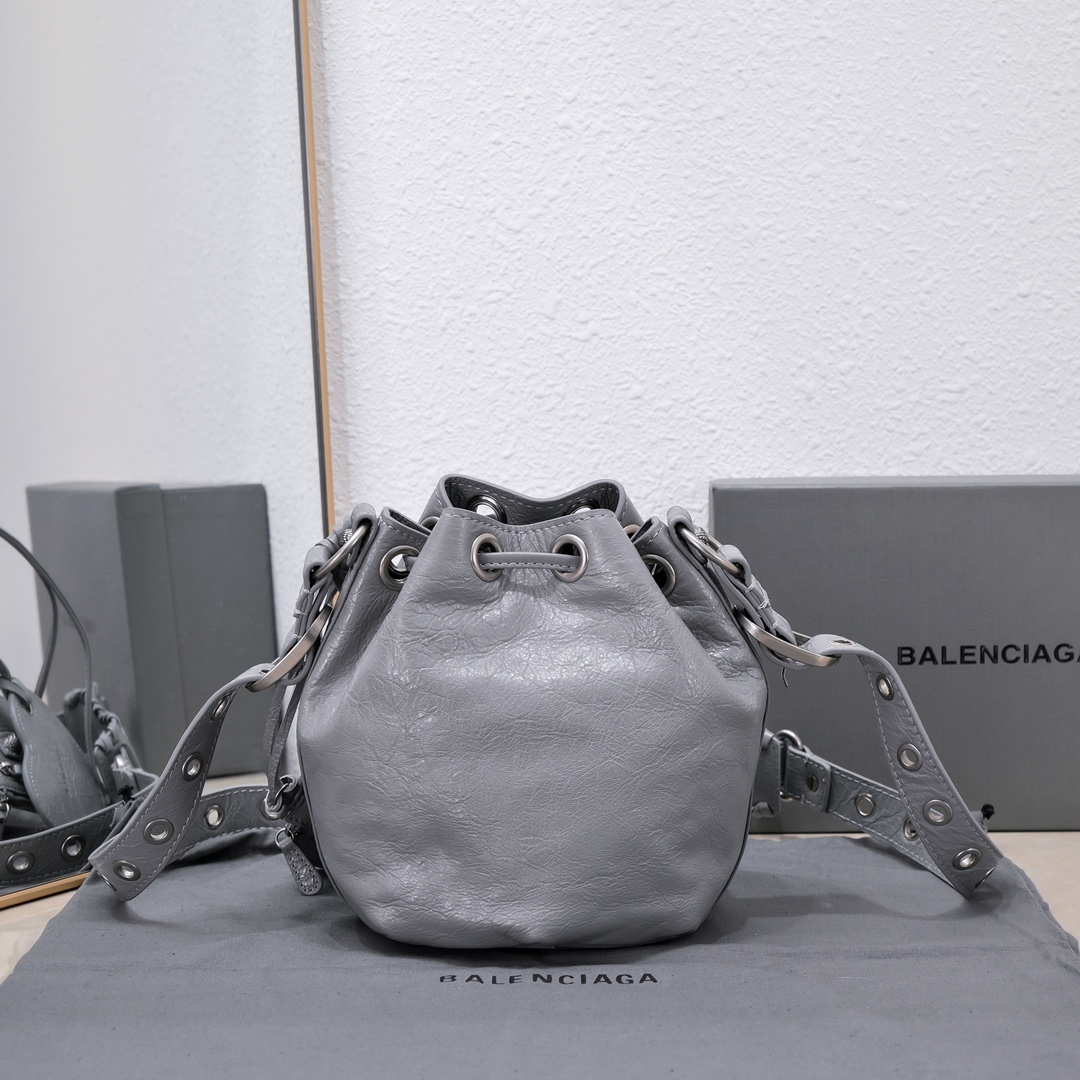 Balenciaga Le Cagole Xs Bucket Bag White/Black/Light Black/Grey/Light Grey For Women 7.8in/20 cm 7024311VG9Y9104