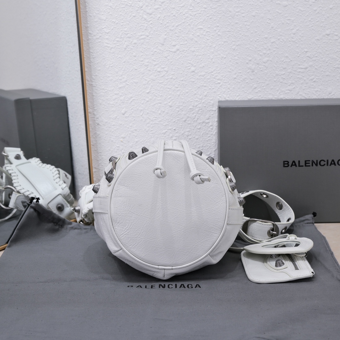 Balenciaga Le Cagole Xs Bucket Bag White/Black/Light Black/Grey/Light Grey For Women 7.8in/20 cm 7024311VG9Y9104