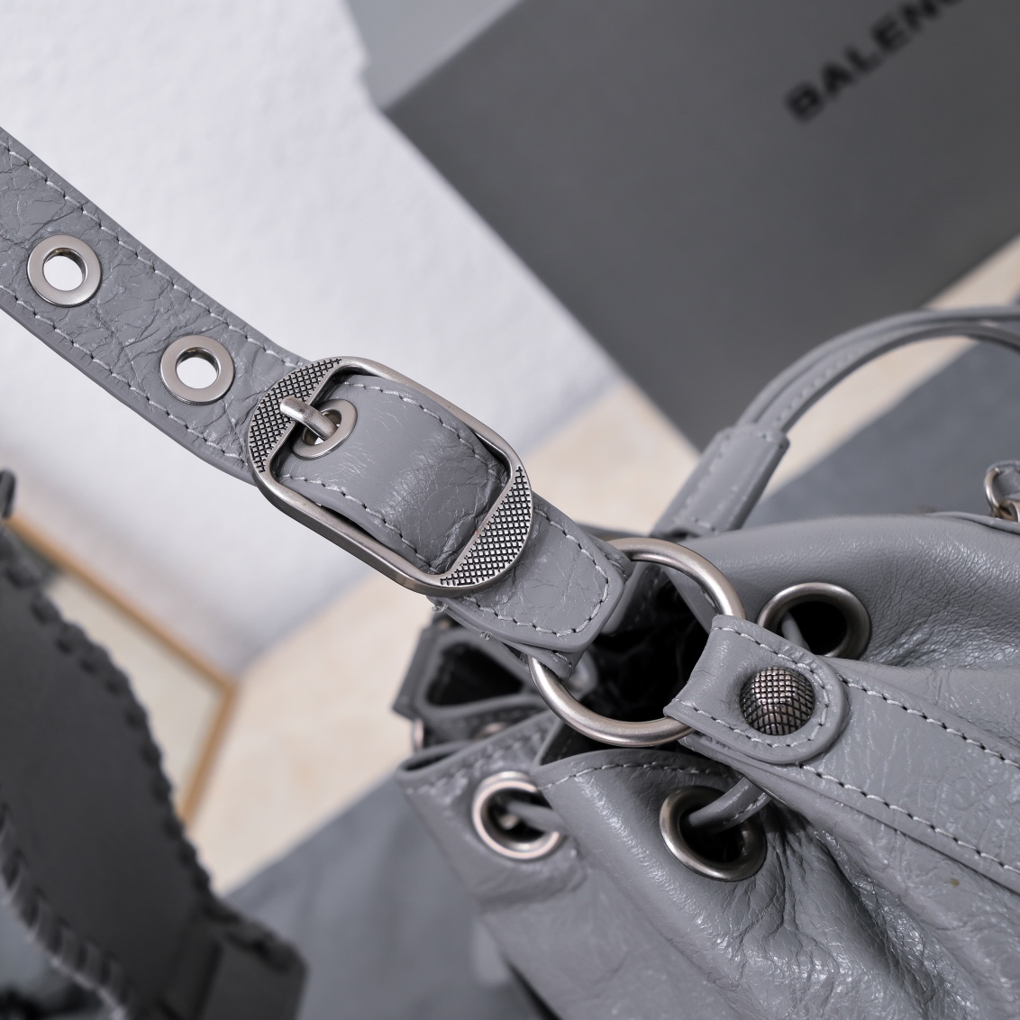 Balenciaga Le Cagole Xs Bucket Bag White/Black/Light Black/Grey/Light Grey For Women 7.8in/20 cm 7024311VG9Y9104