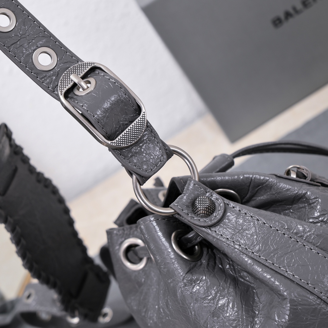 Balenciaga Le Cagole Xs Bucket Bag White/Black/Light Black/Grey/Light Grey For Women 7.8in/20 cm 7024311VG9Y9104