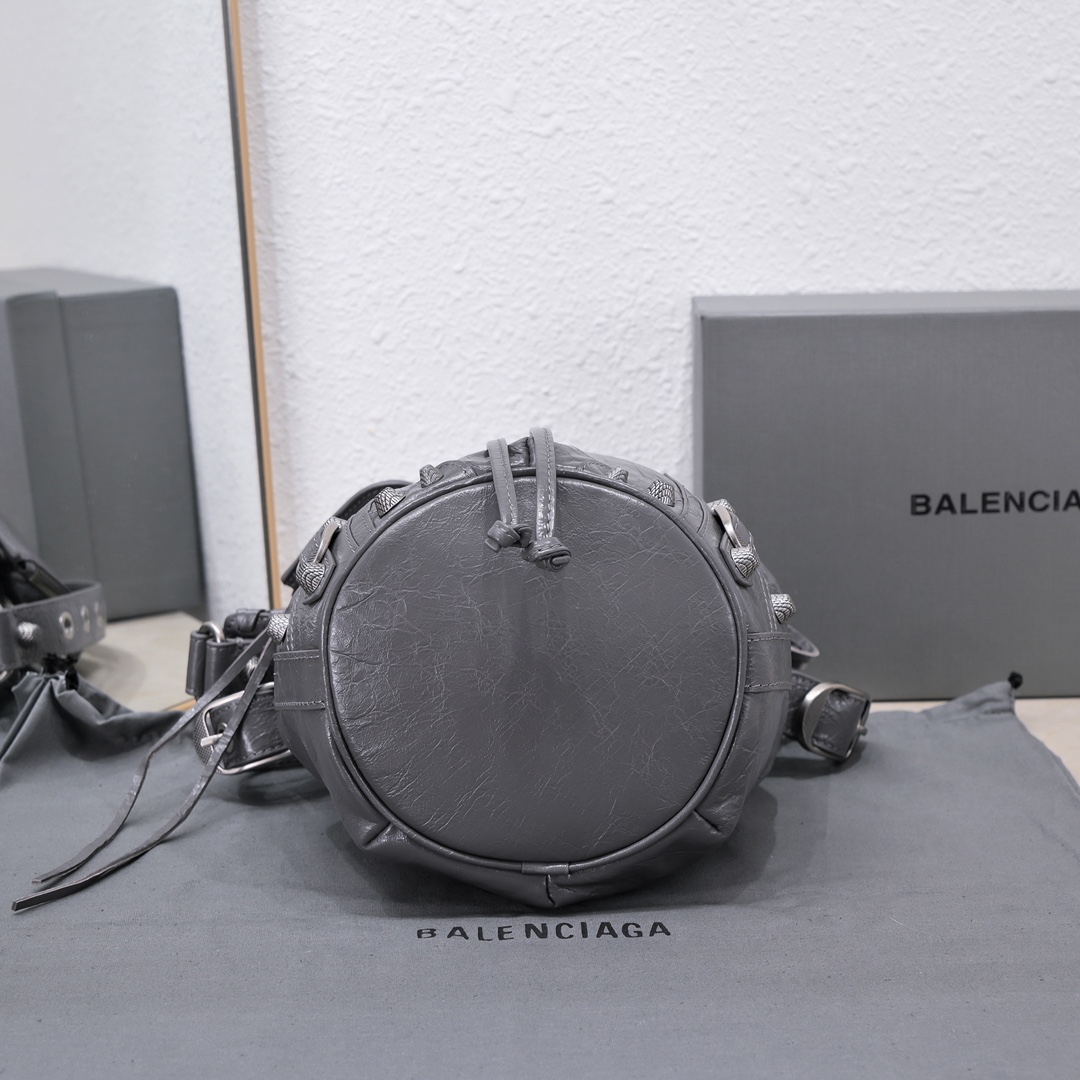 Balenciaga Le Cagole Xs Bucket Bag White/Black/Light Black/Grey/Light Grey For Women 7.8in/20 cm 7024311VG9Y9104