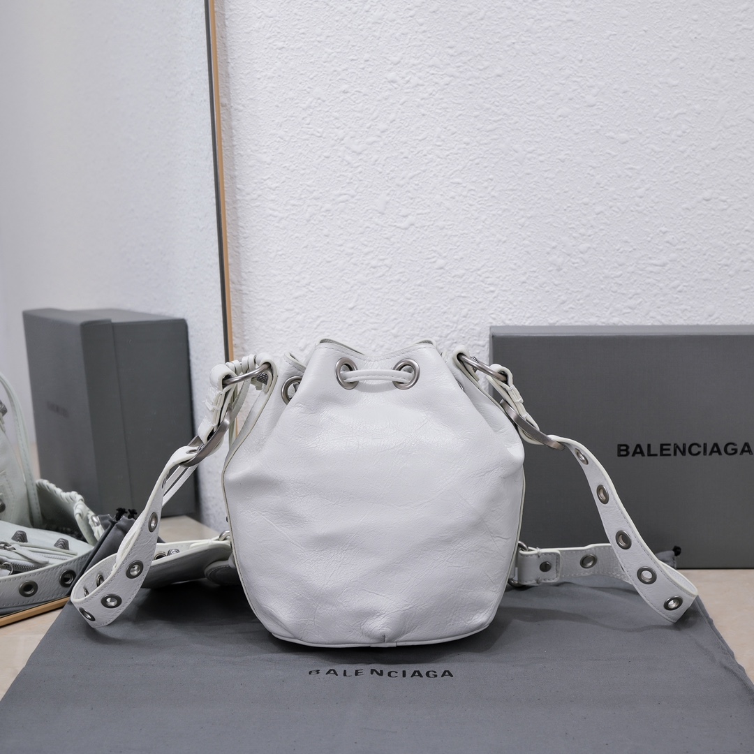 Balenciaga Le Cagole Xs Bucket Bag White/Black/Light Black/Grey/Light Grey For Women 7.8in/20 cm 7024311VG9Y9104