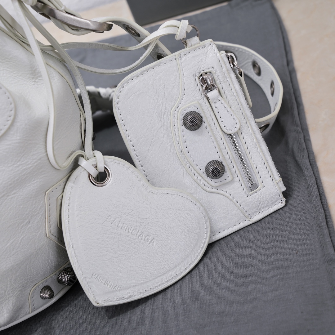 Balenciaga Le Cagole Xs Bucket Bag White/Black/Light Black/Grey/Light Grey For Women 7.8in/20 cm 7024311VG9Y9104