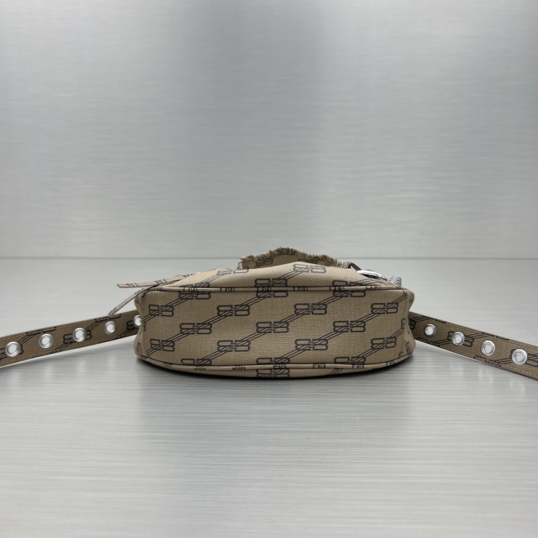 Balenciaga Le Cagole XS Shoulder Bag Bb Monogram Coated Canvas In Beige For Women 10.2 in/26 cm