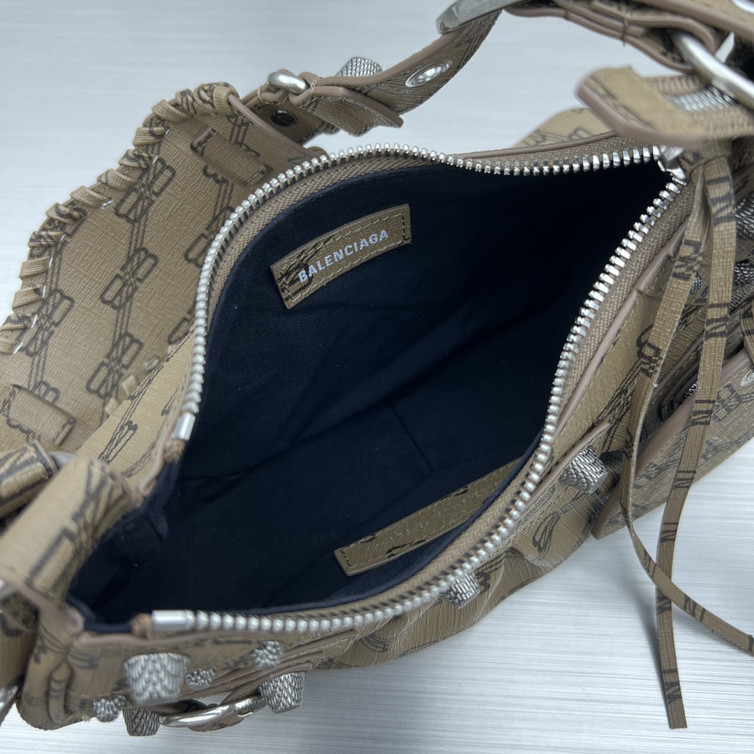Balenciaga Le Cagole XS Shoulder Bag Bb Monogram Coated Canvas In Beige For Women 10.2 in/26 cm