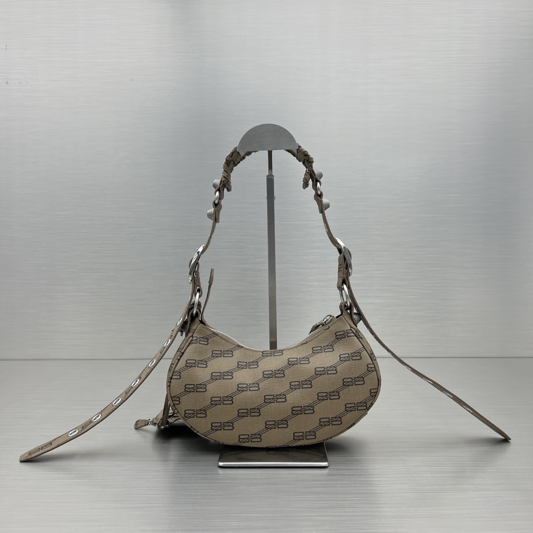 Balenciaga Le Cagole XS Shoulder Bag Bb Monogram Coated Canvas In Beige For Women 10.2 in/26 cm