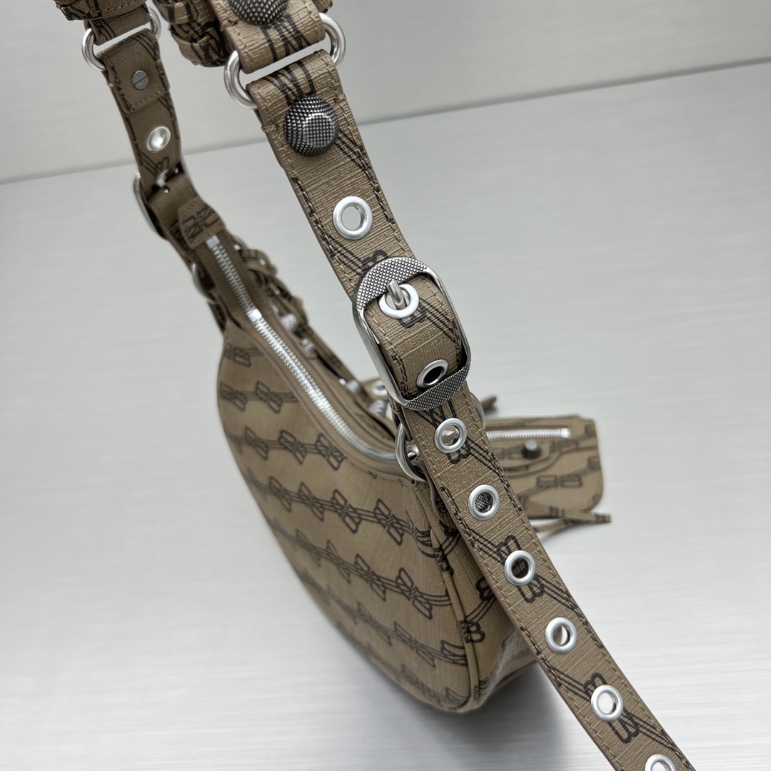 Balenciaga Le Cagole XS Shoulder Bag Bb Monogram Coated Canvas In Beige For Women 10.2 in/26 cm