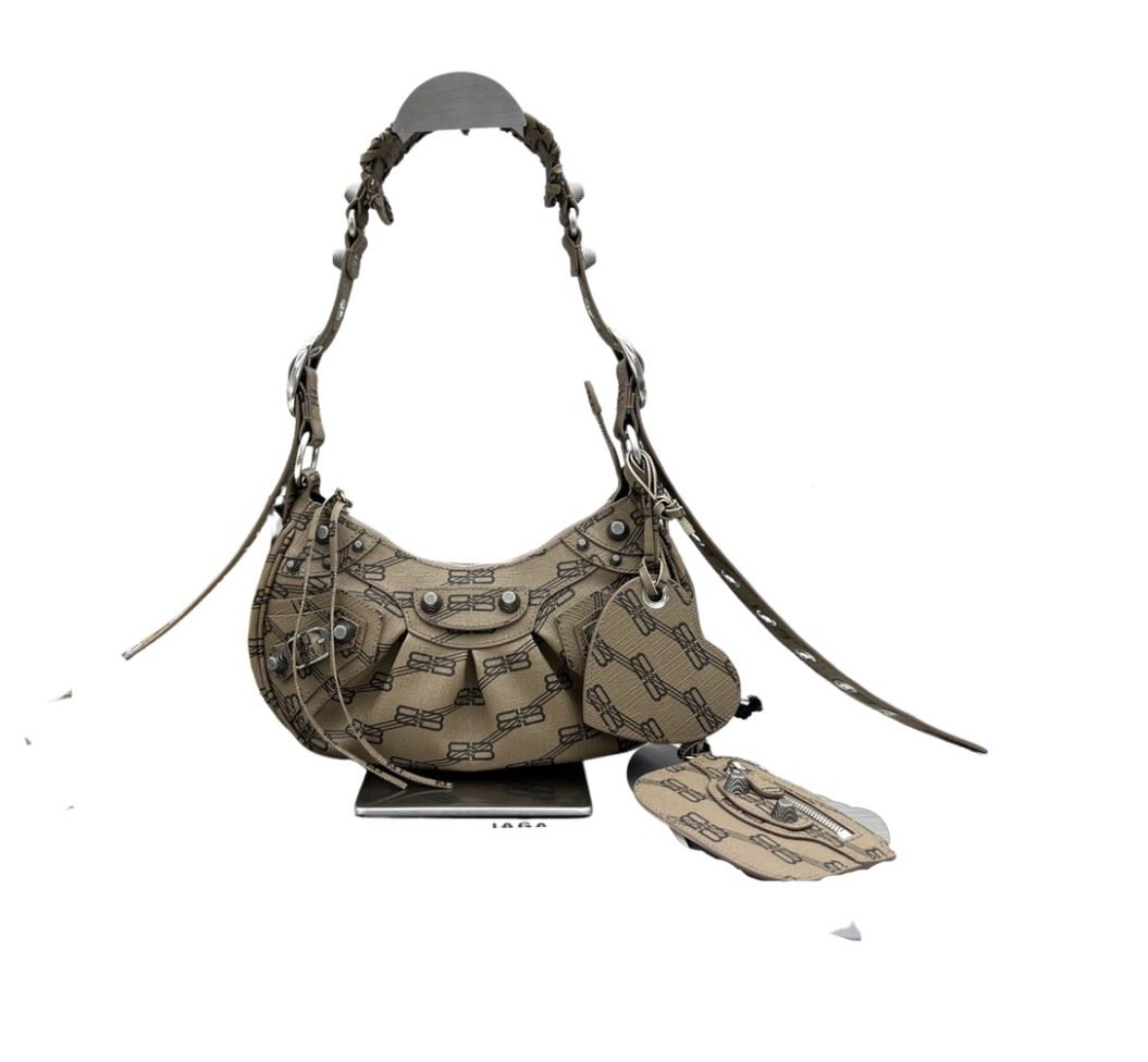 Balenciaga Le Cagole XS Shoulder Bag Bb Monogram Coated Canvas In Beige For Women 10.2 in/26 cm