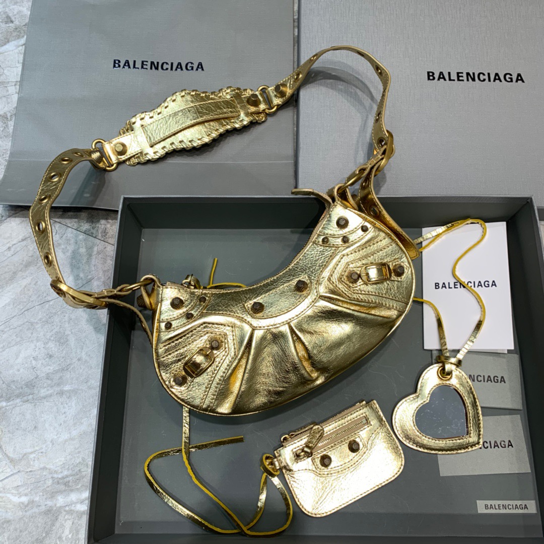 Balenciaga Le Cagole XS Shoulder Bag In Gold, For Women, Women’s Bags 10.2in/26cm 6713090GT3