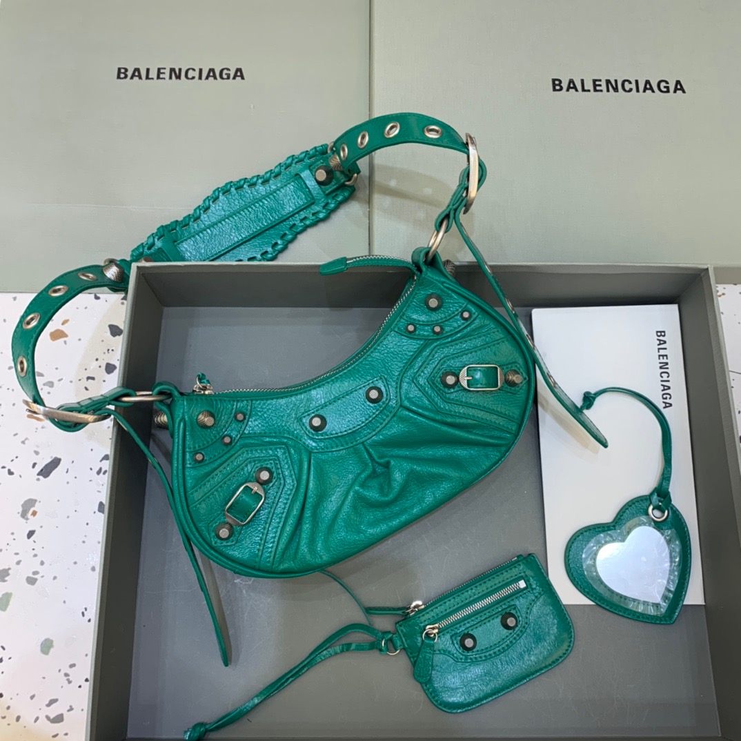 Balenciaga Le Cagole XS Shoulder Bag In Green, For Women, Women’s Bags 10.2in/26cm