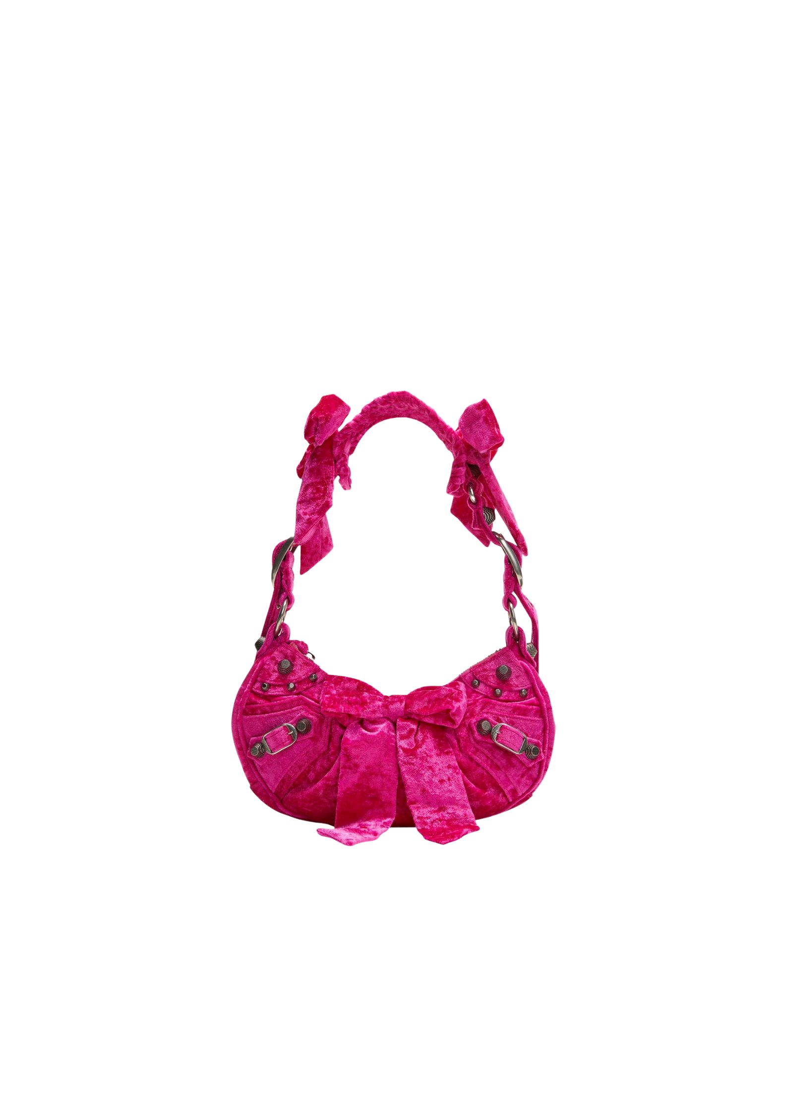 Balenciaga Le Cagole Xs Velvet Bow Shoulder Bag Pink/Blue/Black For Women 10.2 in/26 cm