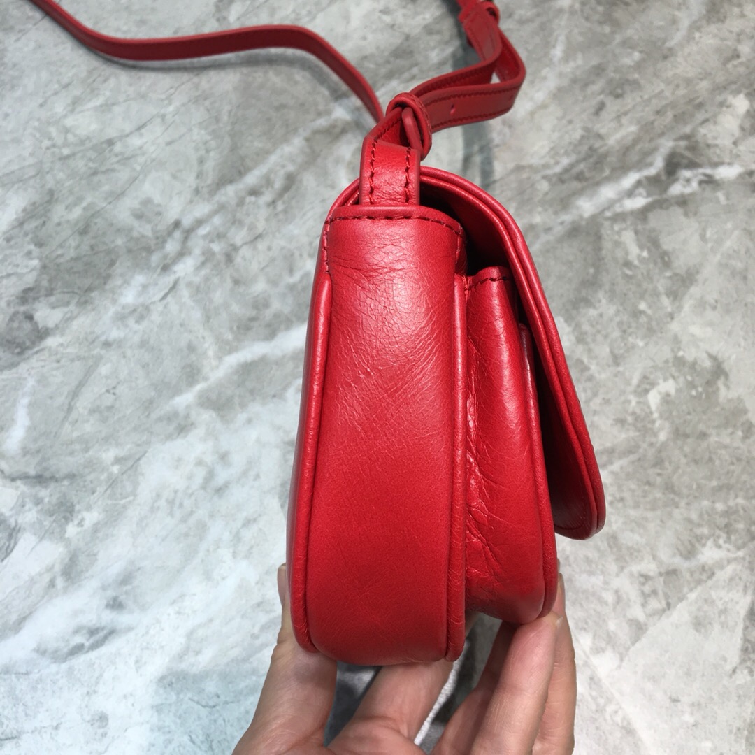Balenciaga Leader Soft Round Cross Bag In Red, For Women, Women’s Bags 6.3in/16cm