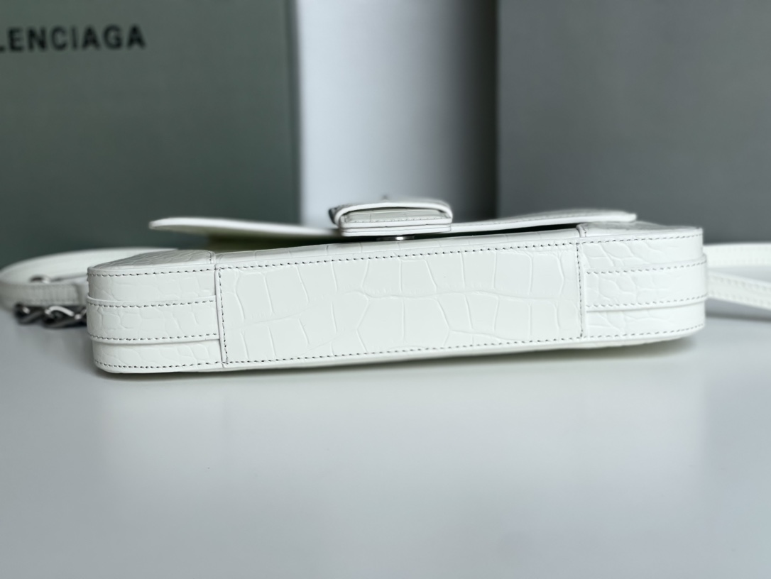 Balenciaga Lindsay Small Embossed Shoulder Bag In White/Pink/Black For Women 11.4in/29cm